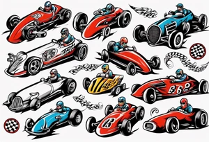 Racecar driving on track tattoo idea