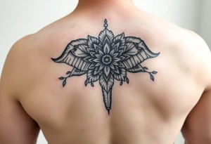 Elephant flowers mandala soft tattoo idea