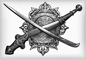 Sword with Libra scale as handle tattoo idea