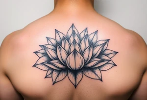 Beautiful lotus flower bomb with open leaves tattoo idea