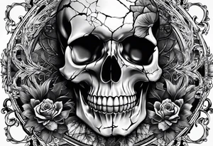 human skull cracked at the top bleeding into an hour glass tattoo idea