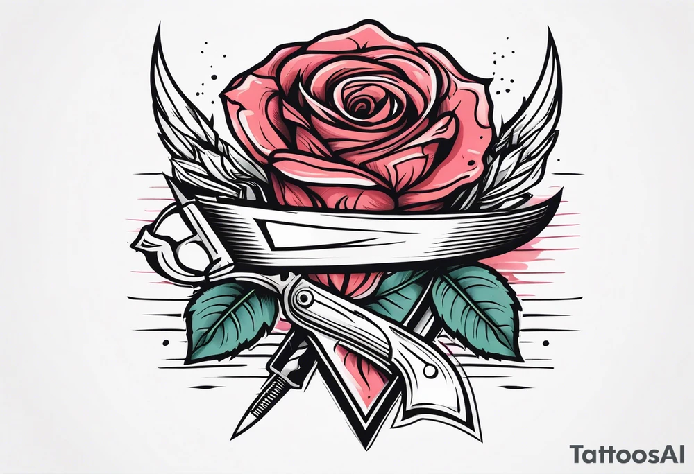 Messer mit Stacheldraht und Rose tattoo idea
