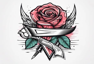 Messer mit Stacheldraht und Rose tattoo idea