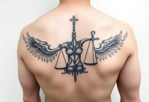 La justicia ciega junto a dos escorpiones tattoo idea