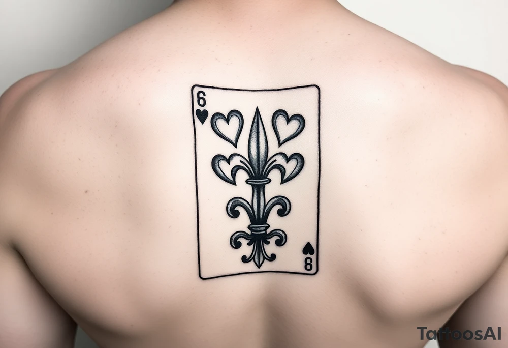 6 of hearts card with fleur de lis as the hearts tattoo idea