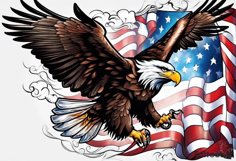 Eagle grabbing usa flag tattoo idea