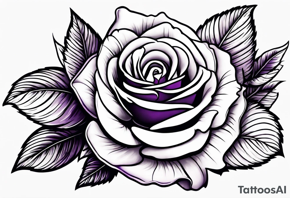 violet with greenery and a rose tattoo idea
