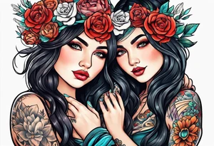 Sisters giving hands to each other like babies tattoo idea