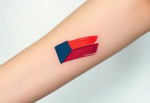 A stylized Czech flag in brushstroke style, with a hand-painted aesthetic and dynamic motion tattoo idea