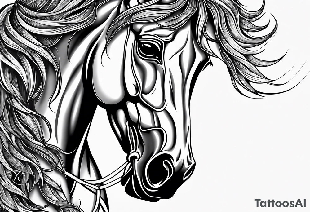Horse portrait no shading tattoo idea