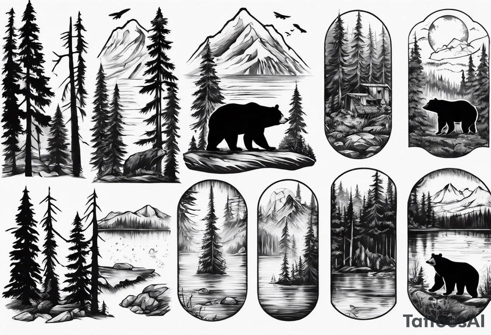 bear, forest, lake, appalachia, arm sleeve tattoo tattoo idea bear, forest, lake, appalachia, arm sleeve tattoo tattoo idea