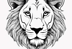 Moitié du visage lion avec son bebe lionne avec trait super fin tattoo idea