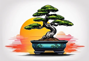 bonsai tree small with sun tattoo idea