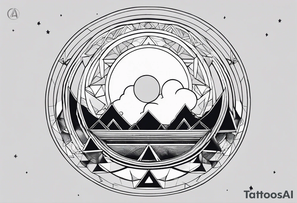 geometric simple moon with triangles inside a circle tattoo idea geometric simple moon with triangles inside a circle tattoo idea