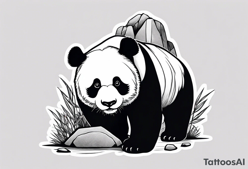 panda and rocks tattoo idea