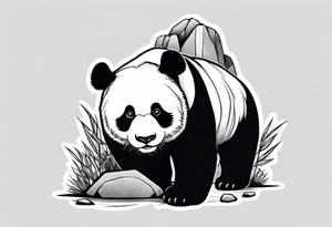 panda and rocks tattoo idea