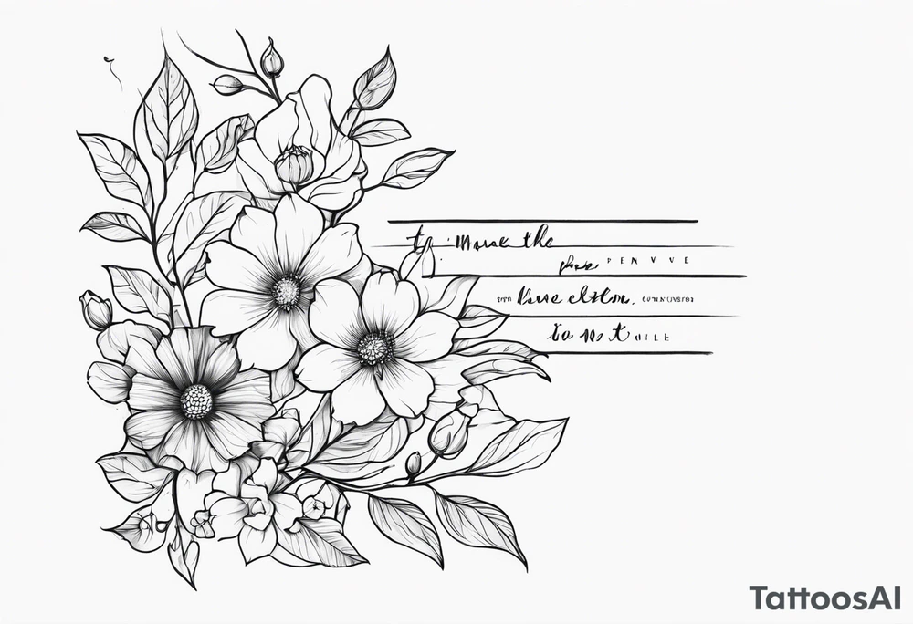Arm sleeve Man’s tattoo with September birth flowers but make then vines and the verse Ephesians 5:25 in the middle tattoo idea
