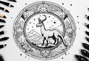 Capricorn constellation with a little dinosaur tattoo idea