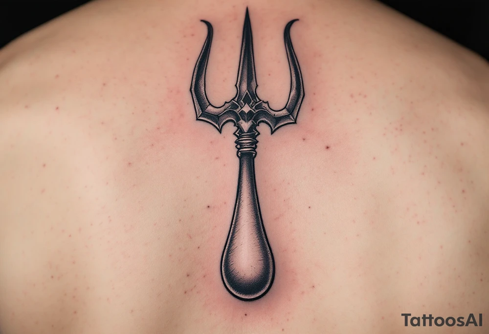 trident with large penis tattoo idea