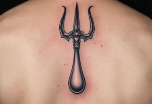 trident with large penis tattoo idea