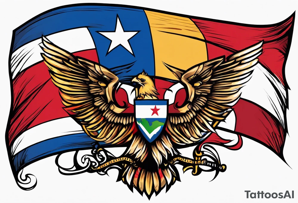 Tribal art holding the Puerto Rican, U.S.  Virgin Islands and Trinidad flags tattoo idea