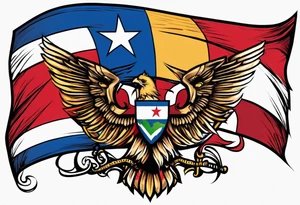 Tribal art holding the Puerto Rican, U.S.  Virgin Islands and Trinidad flags tattoo idea