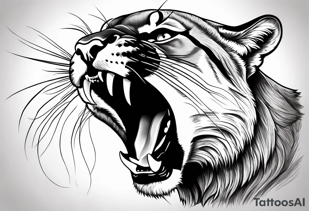 mountain lion growling or roaring tattoo idea