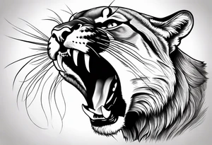 mountain lion growling or roaring tattoo idea