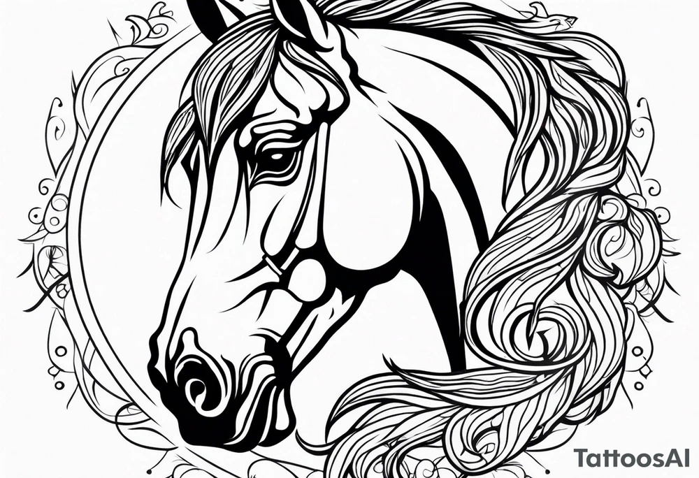 Horse portrait no shading tattoo idea