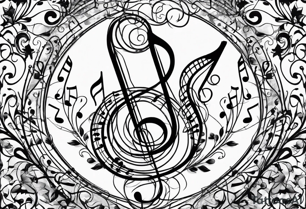 Musical notes connecting toddlers dancing tattoo idea
