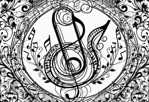 Musical notes connecting toddlers dancing tattoo idea
