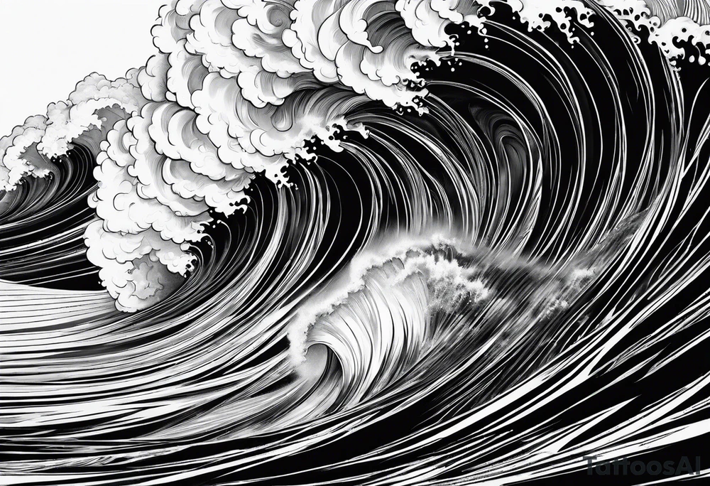 picture 8 by 8 centimeters of sea waves during a storm tattoo idea