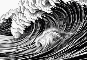 picture 8 by 8 centimeters of sea waves during a storm tattoo idea
