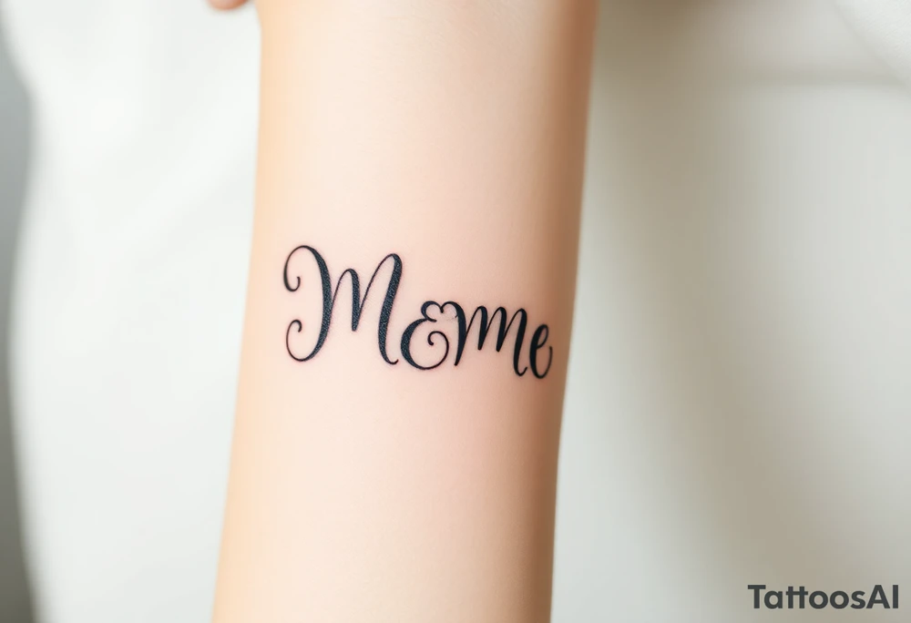 A mother and child’s initials intertwined in a flowing script, with soft pastel watercolor splashes in the background tattoo idea