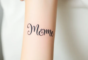 A mother and child’s initials intertwined in a flowing script, with soft pastel watercolor splashes in the background tattoo idea