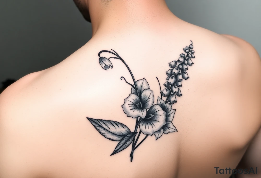 Lilly if the valley and larkspur intertwined tattoo idea Lilly if the valley and larkspur intertwined tattoo idea