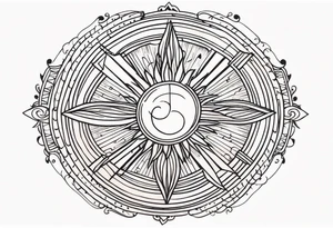 traditional sun beams tattoo idea