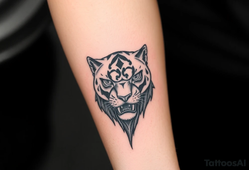 Improvise some design around a black panther tattoo idea