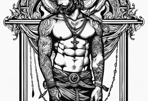 Neo traditional hanged man tattoo idea