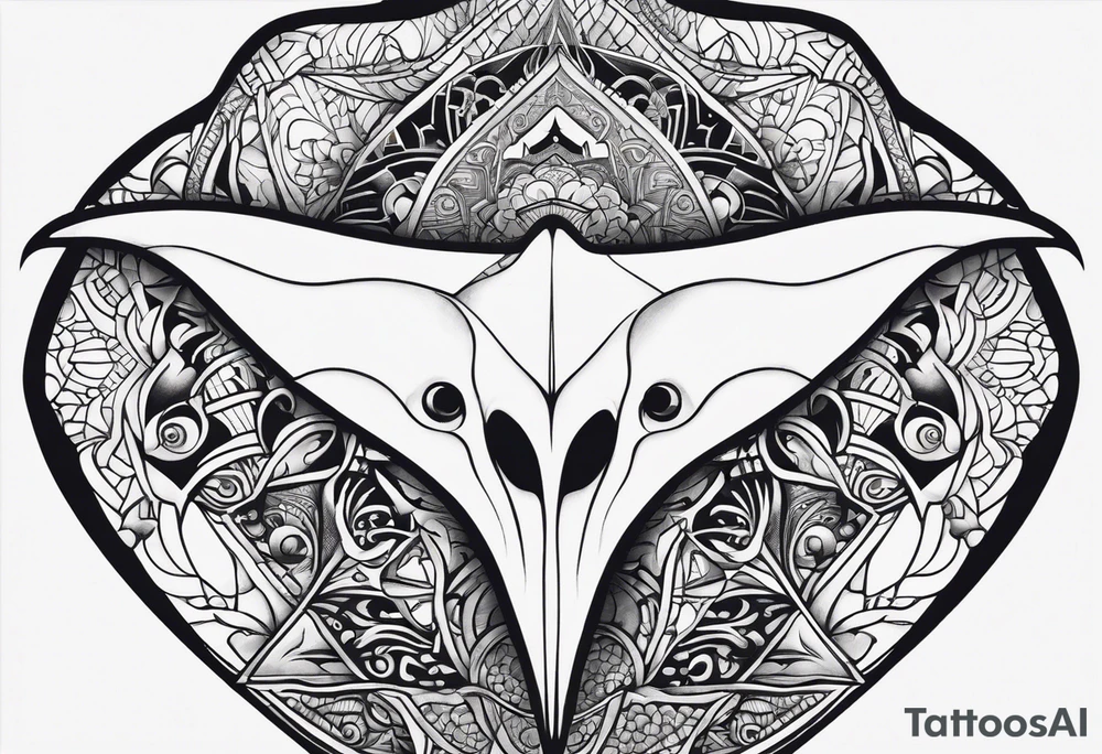 psychadelic manta ray symmetrical tattoo idea