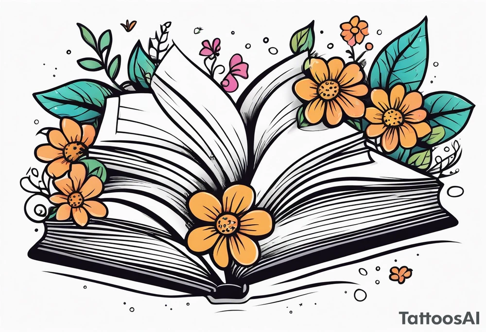 An open book with flowers growing out of it tattoo idea