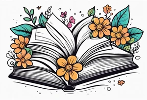 An open book with flowers growing out of it tattoo idea