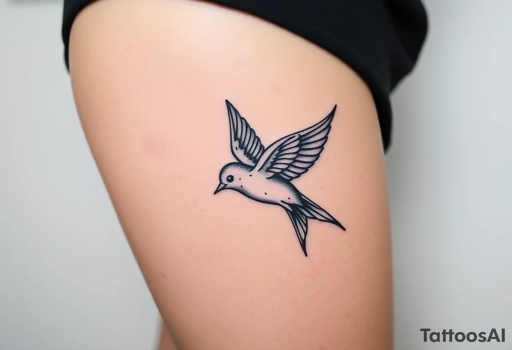 swallow flying with its wings out and forward tattoo idea