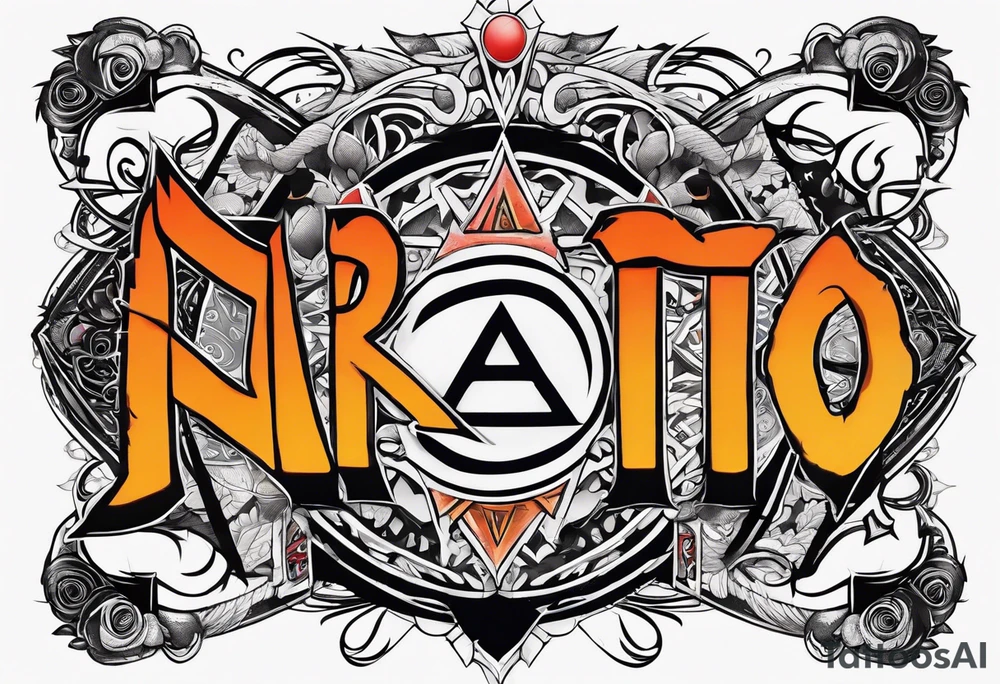 A naruto headband with the letters AR in the middle tattoo idea