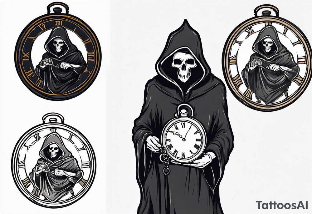 Grim reaper with a pocket watch tattoo idea