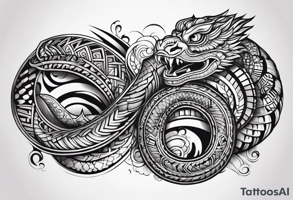 aztec snake sleeve tattoo idea
