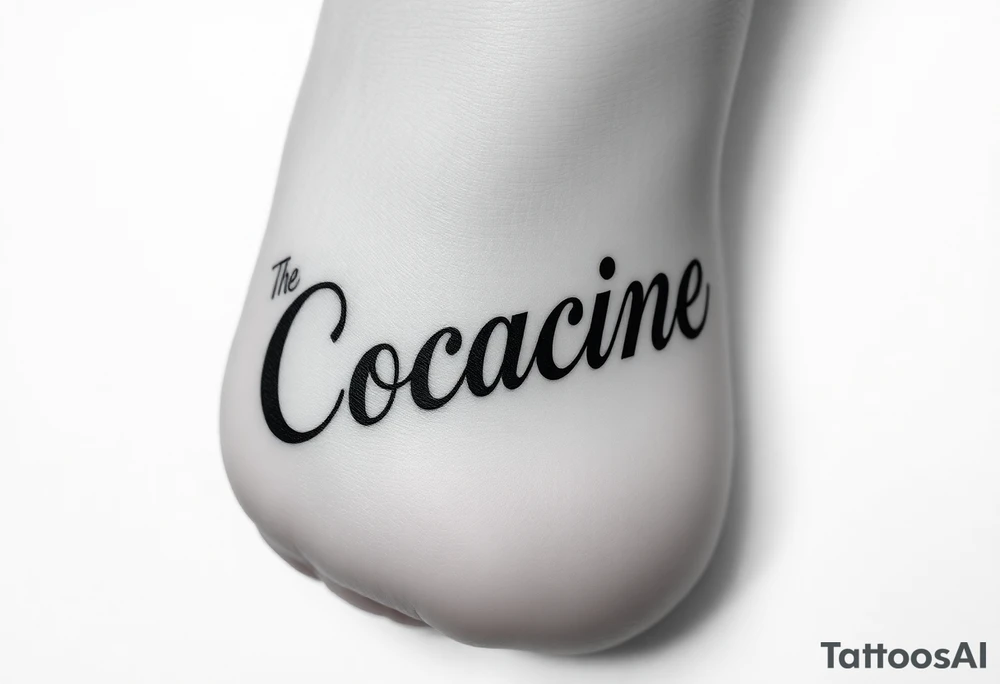 The word cocaine tattooed on foot tattoo idea