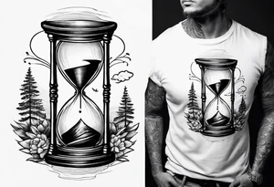 hourglass grandfather memorial sunset simple design tattoo idea
