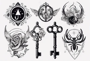 Matching tattoos with key and home in cancer horoscope tattoo idea