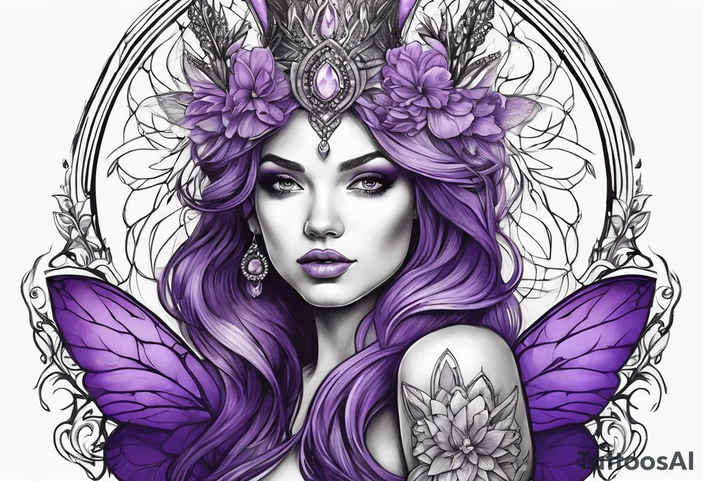fairy queen in purple tattoo idea